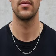 Silver Modern Link 925 Sterling Silver Men's Chain 18.5 Inch